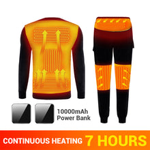 Load image into Gallery viewer, Winter Heated Underwear Fleece Lined Heating Thermal Underwear Set USB Electric Heated T-Shirts &amp; Pants Battery Powered Ski Wear